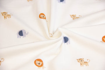 Jersey mit kleinen Safari Tieren, ecru, 0,5 m